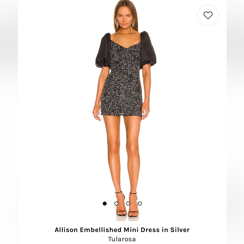 Formal mini dress, sequins and satin sleeves